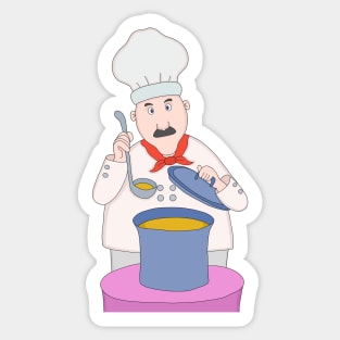 Mustachioed Chef Sticker